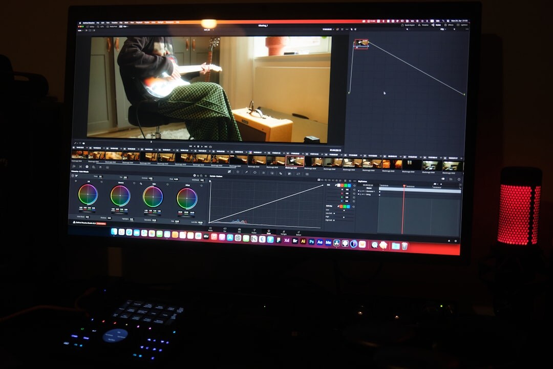 finished video on monitor