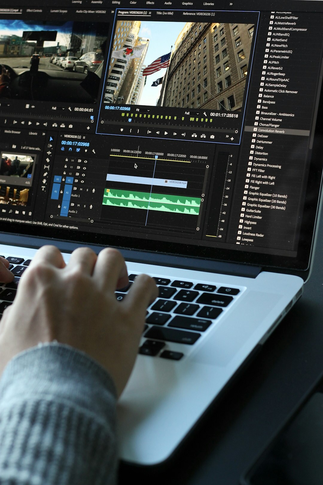 video editor working on timeline