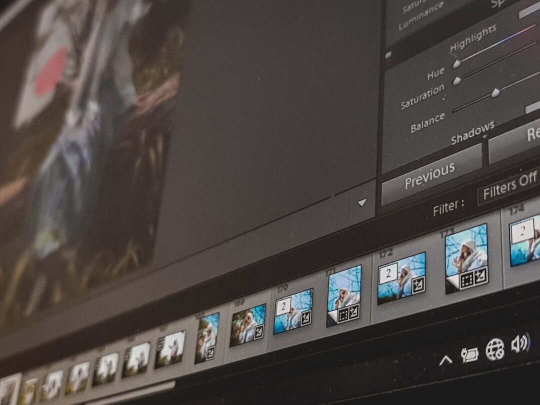 close up of video editing software