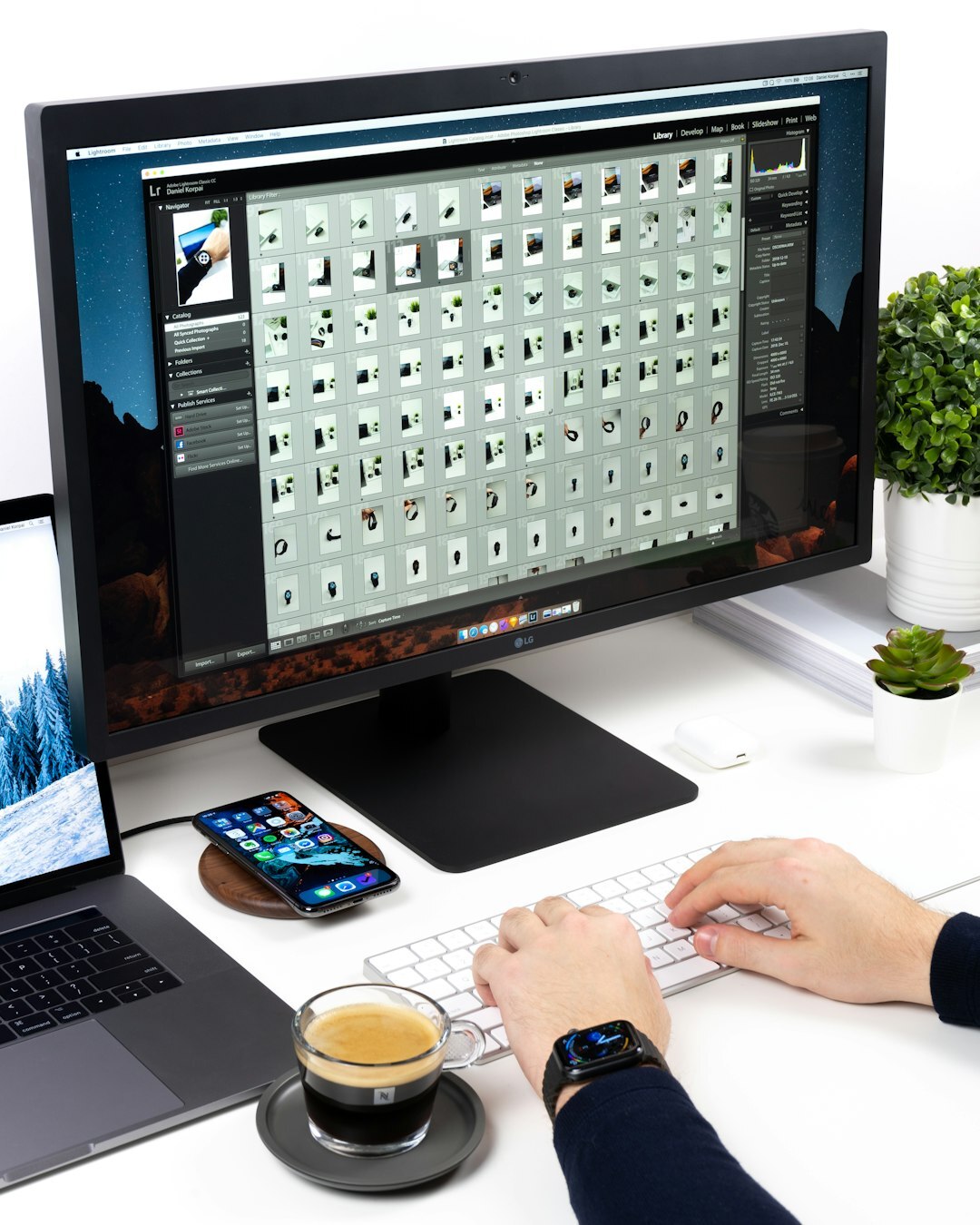 professional video editor at desk