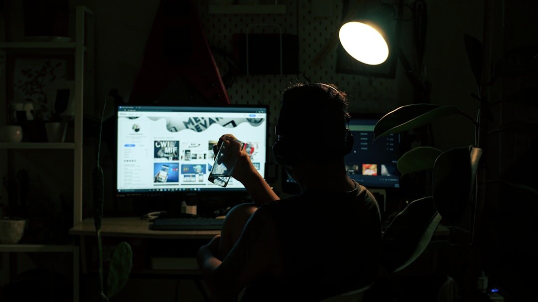 film editor working on computer